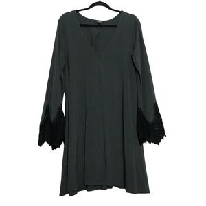 Express Y2K Whimsigoth Gray Lace Bell Sleeves Swing Dress Size XL Boho Witchy